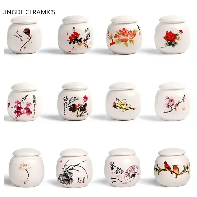 Mini Ceramics Tea Caddy Tieguanyin Tea Storage Tank Travel Portable Sealed Jar Coffee Container Household Storage Tanks tea tin box tea canister ceramic storage jar airtight container