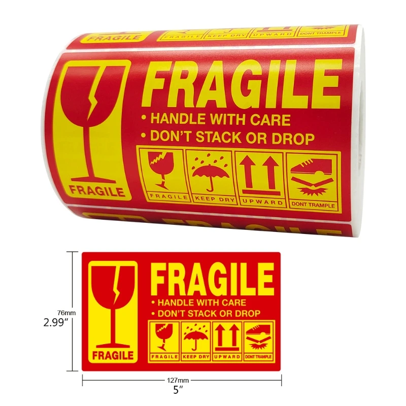500pcs Fragile Stickers Warning Label Sticker Handle With Care Don'for t Stack D