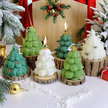 Christmas Tree Scented Candle Xmas Home Decorating Batch of Gift Candles for Guests Placeholder Candles Holiday