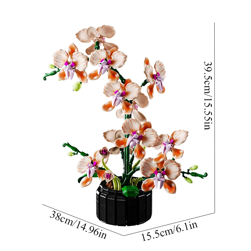 Bouquet Orchid Blossom Building Blocks DIY Flowers Toy for Kid Adult DIY Assembly Toy Realistic Flower Display House Decor