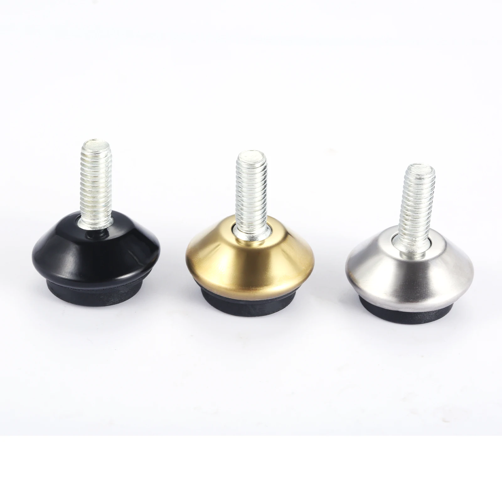 Set of 4 Adjustable Metal Furniture Levelers – Black/Silver/Gold Finish