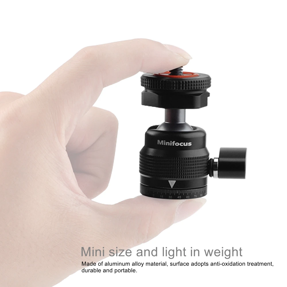 Multi-function Mini Ballhead Ball Head 360&deg; Panorama with Hot Shoe Base 1/4 Inch Screw for Camera DSLR Video Light Microphone