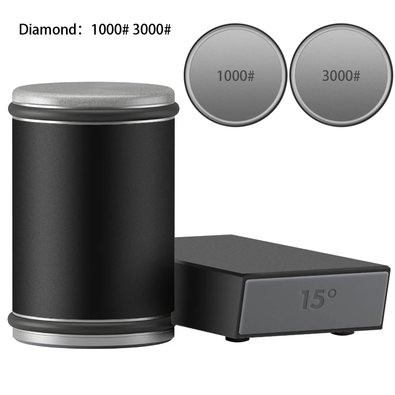 Magnetic Diamond Stone Knife Sharpener with Angle Roller Accessory