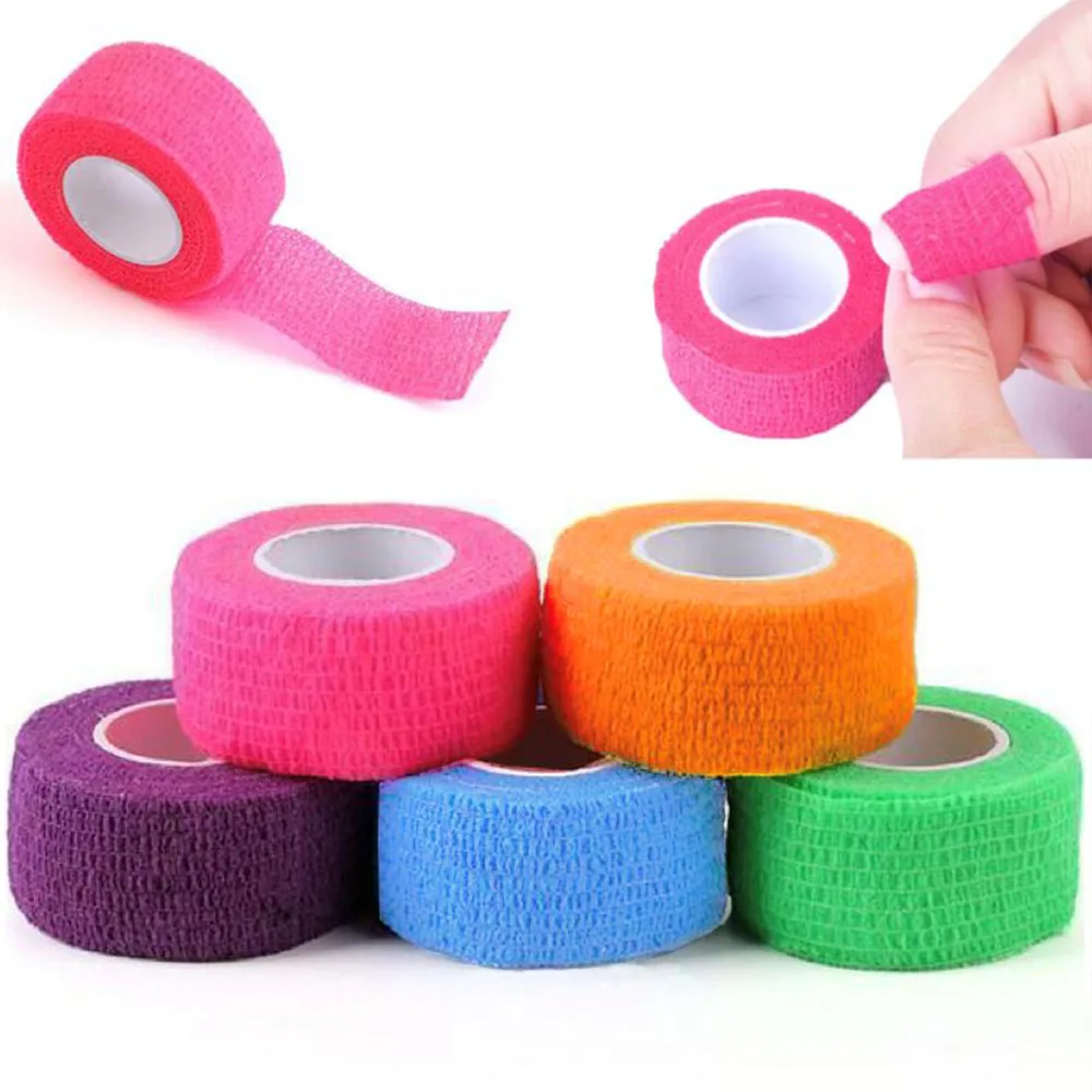 Nail Protector Bandage 4Rolls Mix-Color of Non-Woven self-Adhesive Bandages for Finger Guard Nail Protector Waterproof Cohesive Elastic Wrap Manicure
