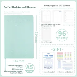 Planwith Undated Daily Planner - Premium A5 Notebook with 12 Monthly Plans, 53 Weekly Pages, Stickers, and Manual Organizer Journal (A5MintGreen Notebook)