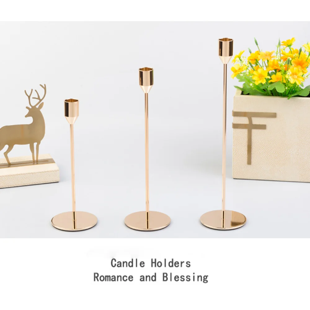 Description Picture 5 of itemMetal Small Candle Holder, Table Mini Candlestick for Wedding, Home Decoration Accessories, Black and Gold, 2 PCs/Set, 3 PCs/Set