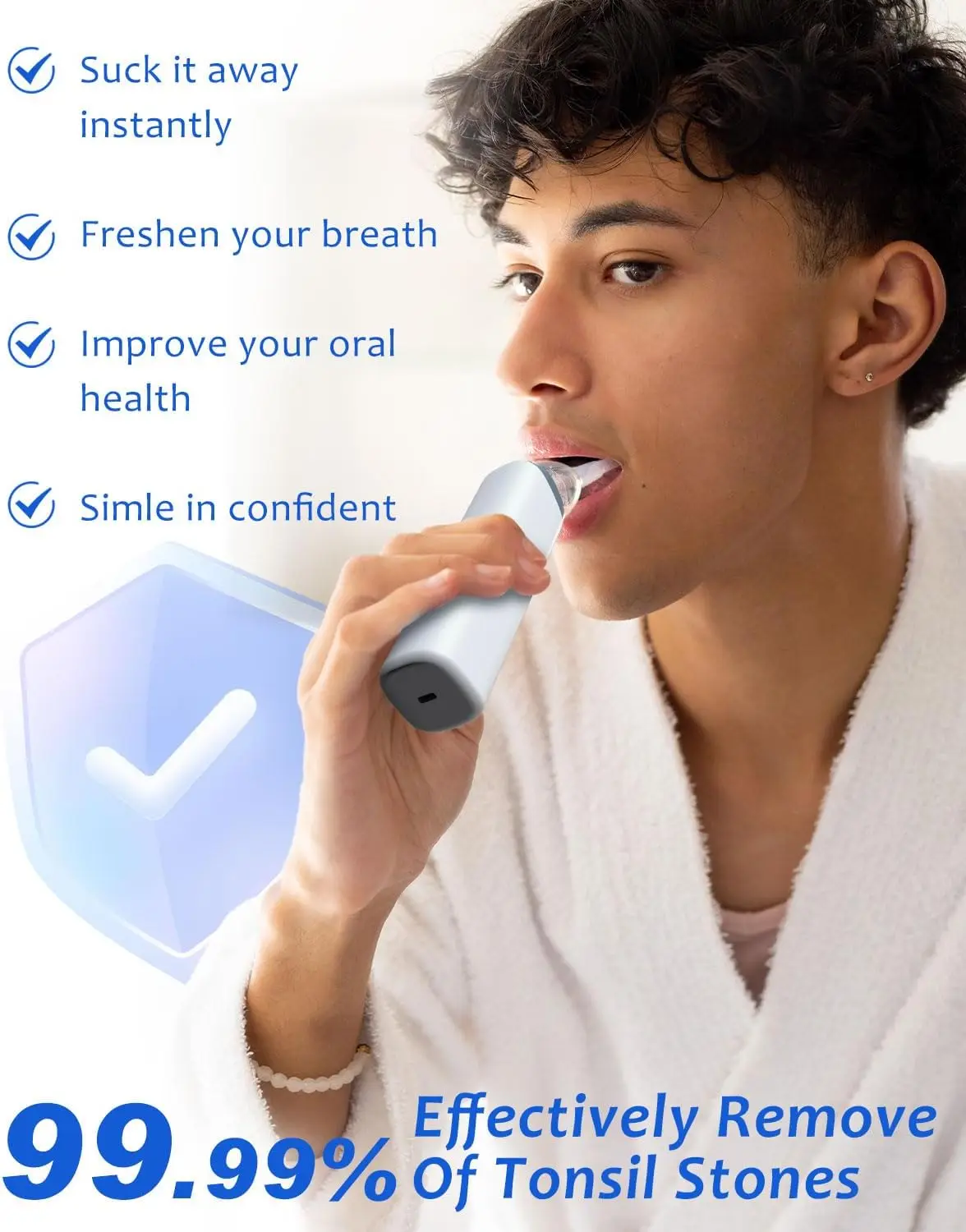 Electronic Vacuum Tonsil Stone Remover Kit With LED Light 8 Suction Modes Anti Bad Breath Oral Fresh Care&Tongue Coating_voghion.com