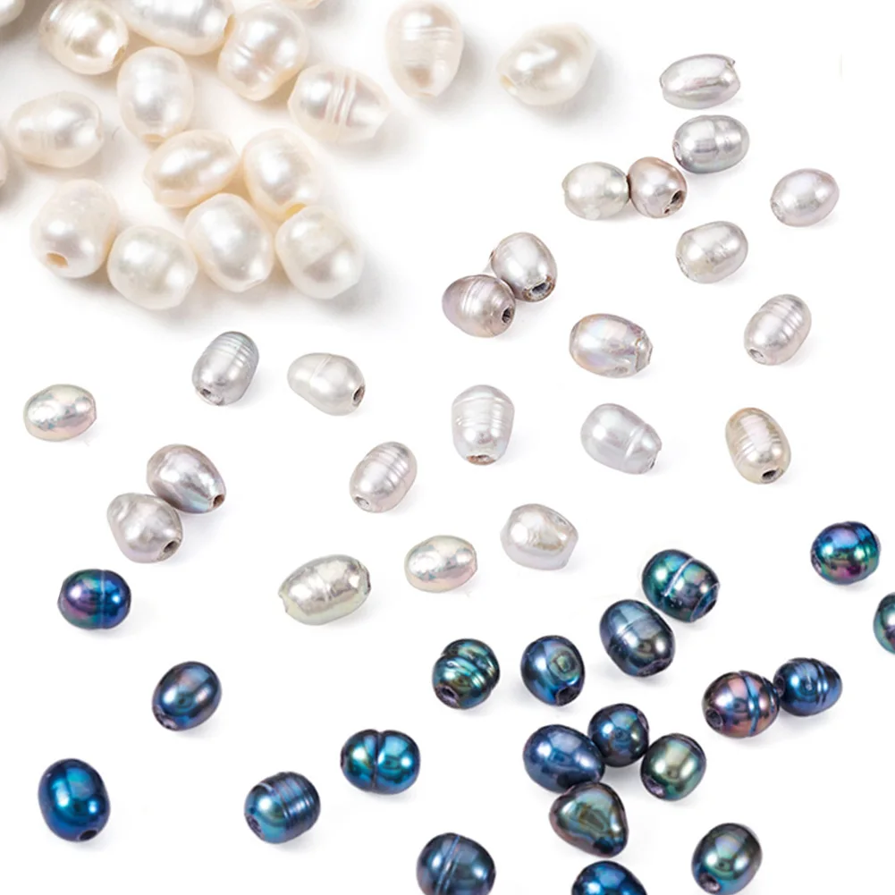100pcs Natural Cultured Freshwater Pearl Beads Assorted Color Oval Large Hole Loose Pearl Beads DIY Summer Beach Jewelry Making