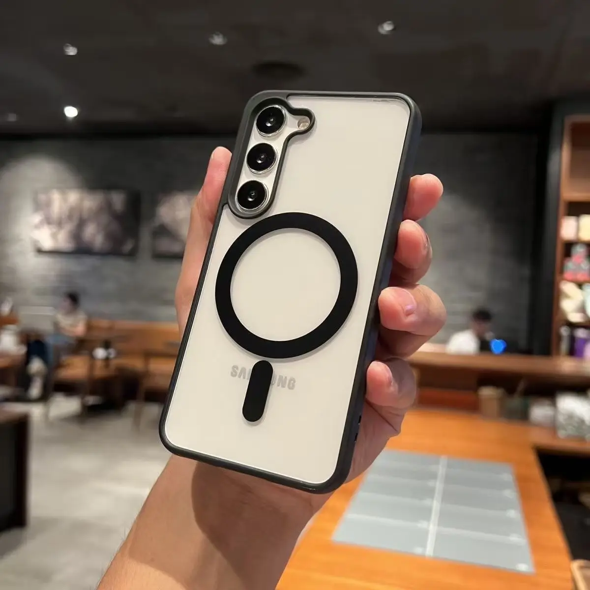 حافظة مغناطيسية سوداء شفافة لهاتف Magsafe لهاتف سا...