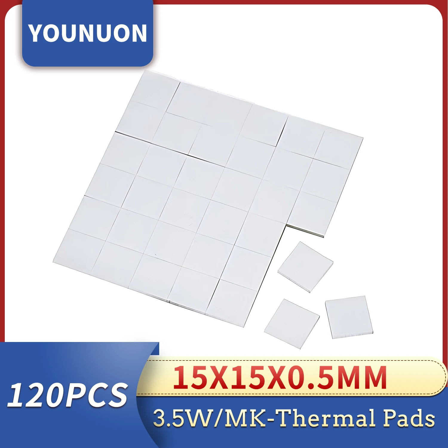 120PCS 15x15x0.5mm 15mm x 0.5mm 방열 실리콘 패드, CPU/GPU 그래픽 카드 열 패드 마더 보드 실리콘 그리스..