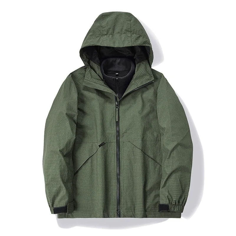 

Ветровка мужская осенне-зимняя, уличный костюм из двух предметов с принтом, флисовое пальто, термокуртка