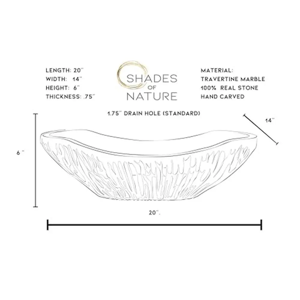 Natural Travertine Chiseled Oval Canoe Vessel Sink Hand Carved Real Stone Free Soap Tray Rustic Elegance Bathroom Upgrade 4