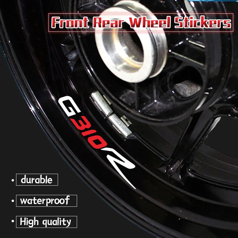 8 x Stripes Motorcycle Stickers For BMW G310R g310r G 310R Motorbike Wheel Rim Hub Tape Decoration Decals Waterproof Reflective motorcycle car wheel tire stickers reflective rim tape wheel decoration motorbike decalsl stickers for motorbike auto decals