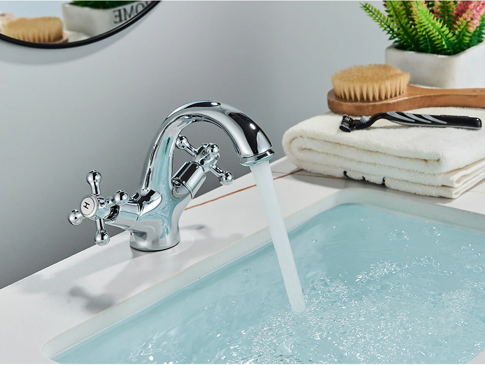 POIQIHY Antique Bathroom Faucet Mixer Image 2