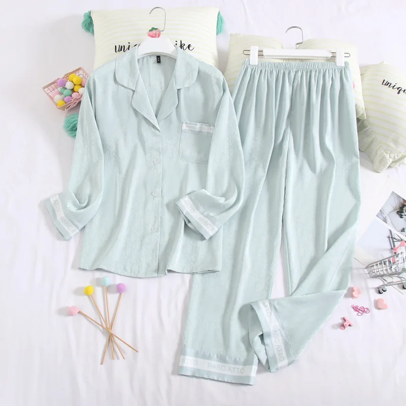 

Милые брюки с длинным рукавом, пижамные костюмы, женский пижамный комплект из 2 предметов, весенне-летняя одежда для сна, Повседневная Свободная Домашняя одежда, одежда для отдыха