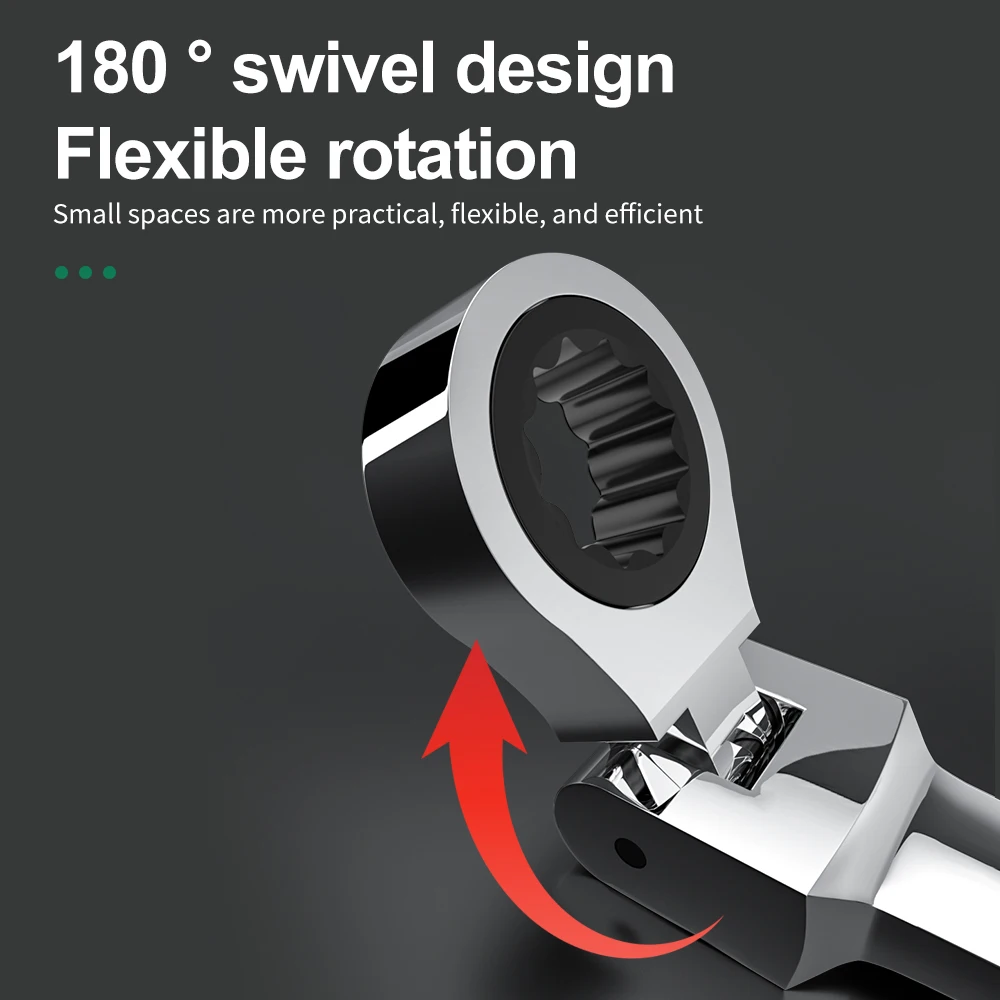 High-Efficiency Dual-Use Universal Ratchet Wrench with Movable Head