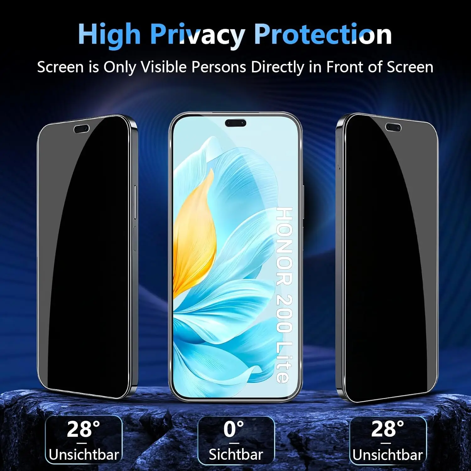 2 قطعة واقي شاشة مضاد للتجسس لهاتف Honor 200 Lite...