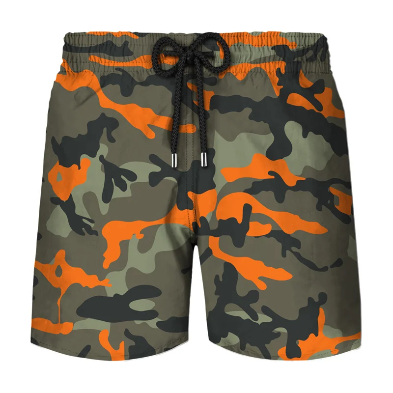 Camouflage Graphic Beach Shorts Men 3D Camo Gothic Skull Printed Swimming Trunks Sohier Army Vetern Military Fashion Short Pants 5