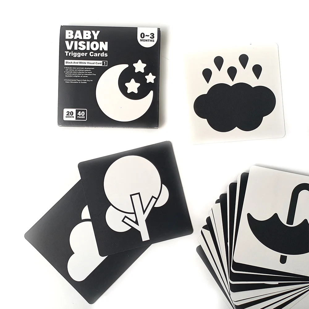 

0 to 3 Months Vision Trigger Cards Early Education Cards Train Newborn Babies Visual Stimulation Practice Montessori Toy