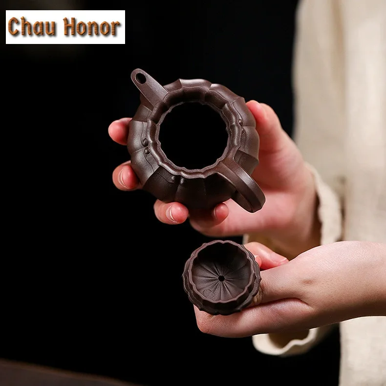 150ml Elegant Yixing Purple Clay Teapots Handmade Monk Hat Pot Raw Ore Purple Mud Kettle Chinese Zisha Tea Set Collection Gifts