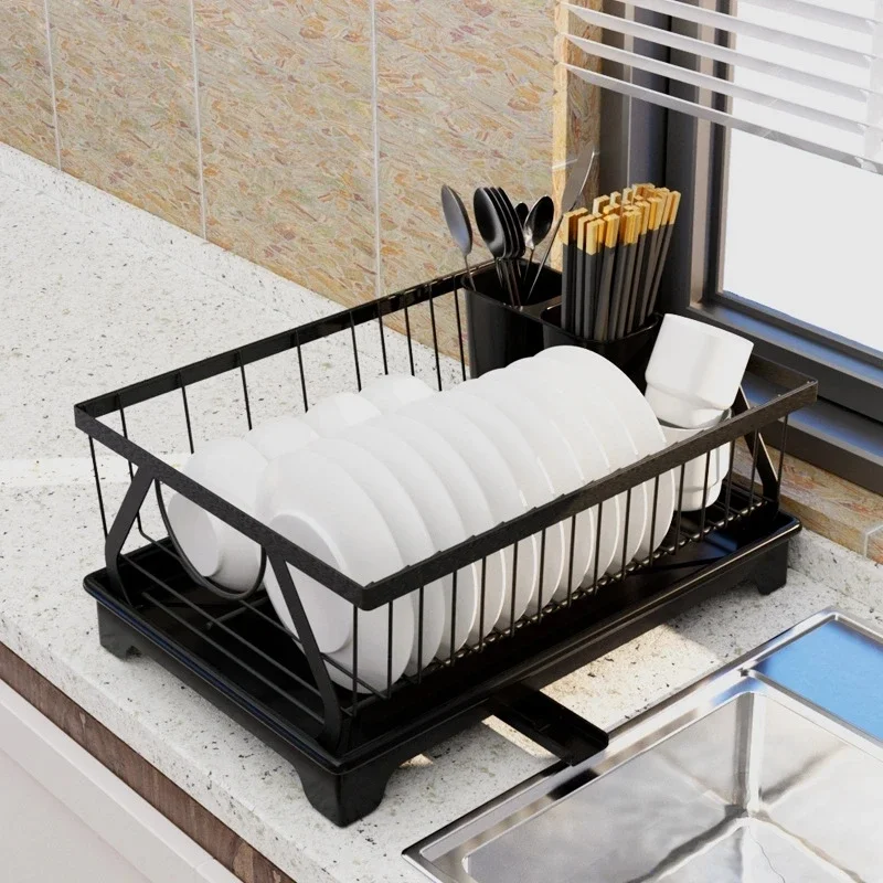Kitchen Tableware Storage Rack Home Tableware Drain Storage Basket Floor-Standing Single-Layer Dishes Chopsticks Rack