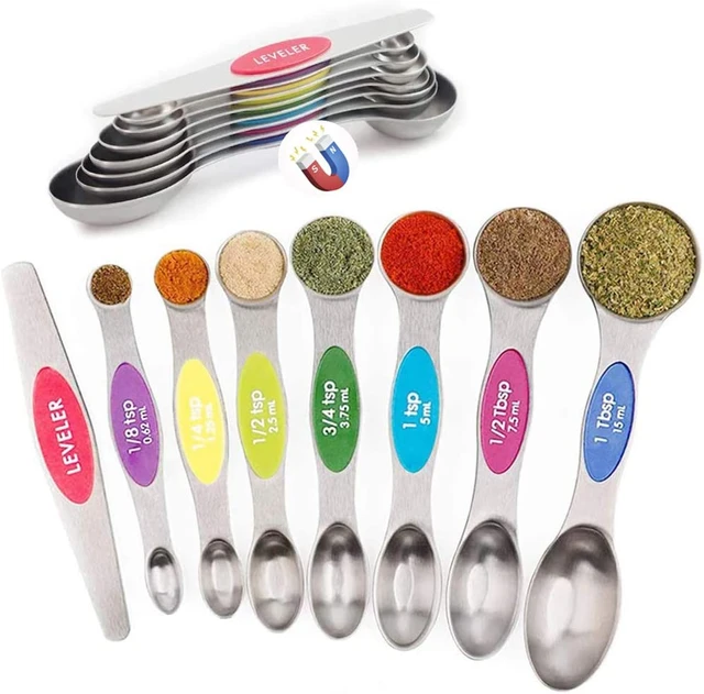 Magnetic Measuring Cups and Spoons Set Including 7 Measuring Cup 7 Measuring  Spoons with 1 Leveler for Dry and Liquid - AliExpress