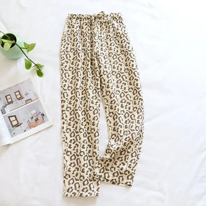 

And Pajama Simple Loose Cotton Summer Fashion Women's Printing Women Pyjamas Home Leopard for Spring Pants