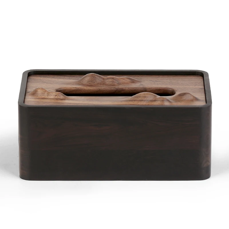 

Wooden Tissue Box, Household Coffee Table, Living Room Storage, Paper Drawer, Minimalist Black Walnut Paper Drawer