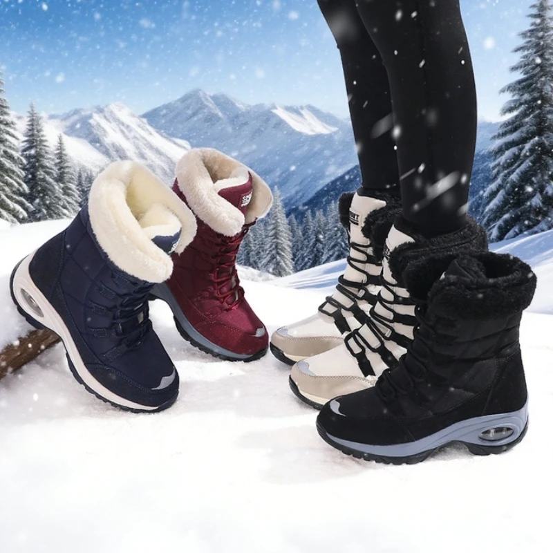 Women's Luxury Snow Boots Anti-Slip Rubber Sole Classic Snow Winter Warm Shoes Handmade Platform High Quality Warm Snow Boots