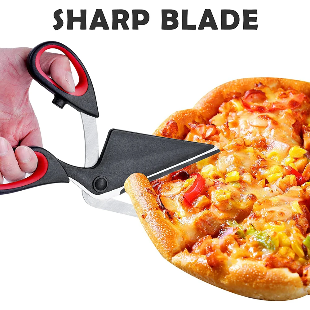 Stainless Steel Pizza Scissors, Easy Cutting Pizza Spatula, Slicer Tools with Ultra Sharp Detachable Blade
