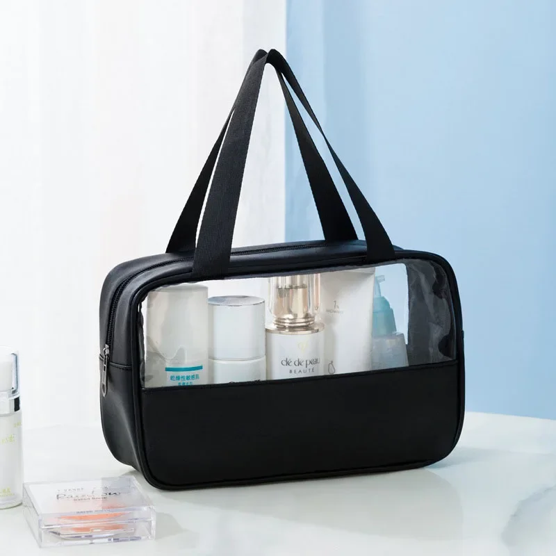 Bolsa de lavagem de viagem portátil para mulheres, transparente impermeável maquiagem armazenamento bolsa, grande capacidade cosméticos organizador, beleza caso, feminino