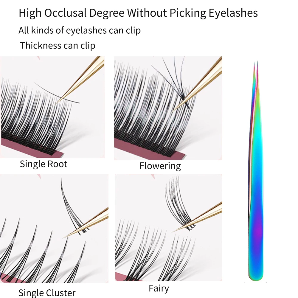 2PCS Stainless Steel High Precision Clip All Kinds of Eyelash Tweezers Beautiful Eyelash Grafting Special Tweezers 3