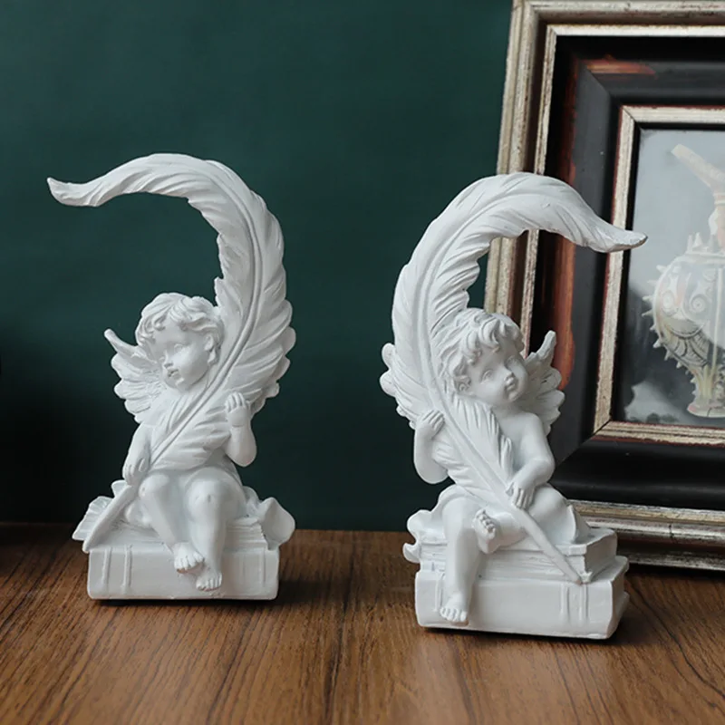 Vintage Angel Statue Resin Cute Little Fairy Decoration Figurine Outdoor Home Desktop Cherubino Adorabile Statua Di Cherubini