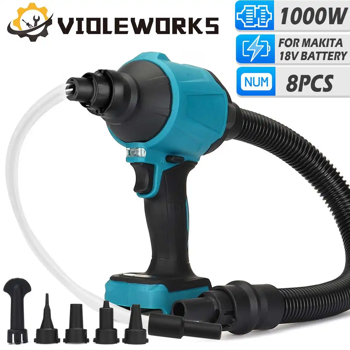 

1000W 45000RPM Cordless Dust Blower Inflator Vacuum Function Multifunction Rechargeable Blower Power Tool For 18V Battery