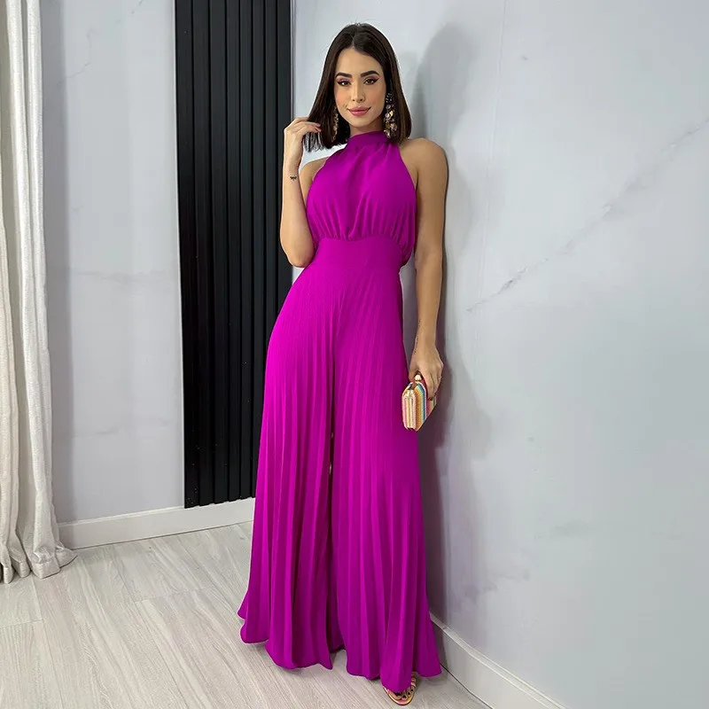 

Женский элегантный пляжный комбинезон, элегантный и красивый комбинезон из полиэстера без рукавов с высокой талией и высокой талией, 2023