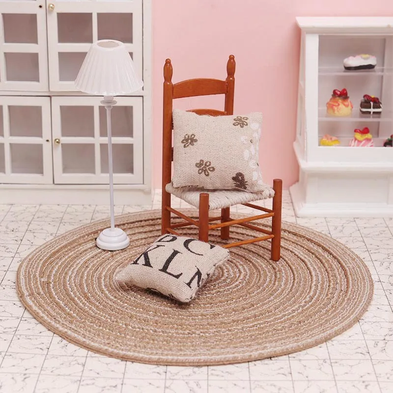 Dollhouse Miniature Items Carpet Mini Round Carpet Mat Decorations 1:6 1:12 BJD Dolls Doll House Accessories Pretend Play Toys 2