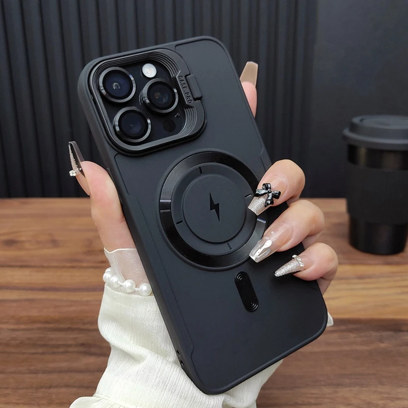 Enhanced Magnetic Wireless Charging Kickstand Phone Case with Soft Protective Bumper