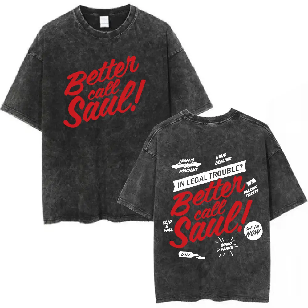 Breaking Bad Better Call Saul T Shirt y2k Washed Black Graphic Tee Mens Unisex