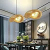 Bamboo Hand Weaving Pendant Lights 36cm Hanging LED Ceiling Lamp Chandelier Fixture Rattan Hand Craft Woven Home Bedroom Decor 3