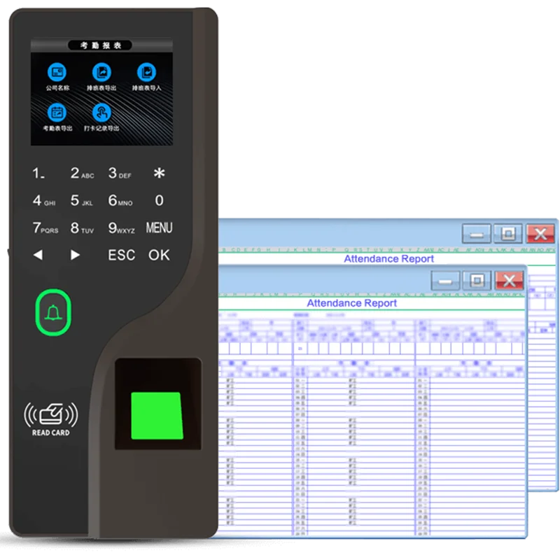 Máquina de impressão digital, impressão digital, impressão digital, senha, cartão RFID, abertura do telefone móvel, tela colorida, fechadura da porta biométrica, tempo recorde, 2.4 polegadas