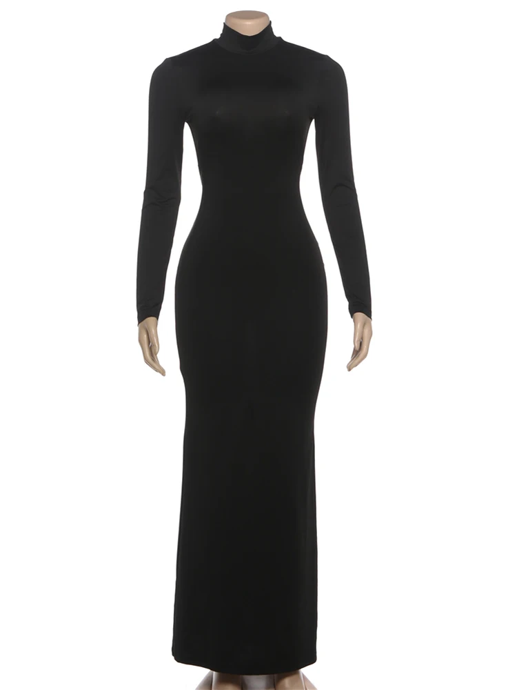 Nibber Elegant Backless Dress Women Shirring Half High Collar Sexy Peach Hip Valentine's Day Stretch Slim Coquette Mini Bodycon