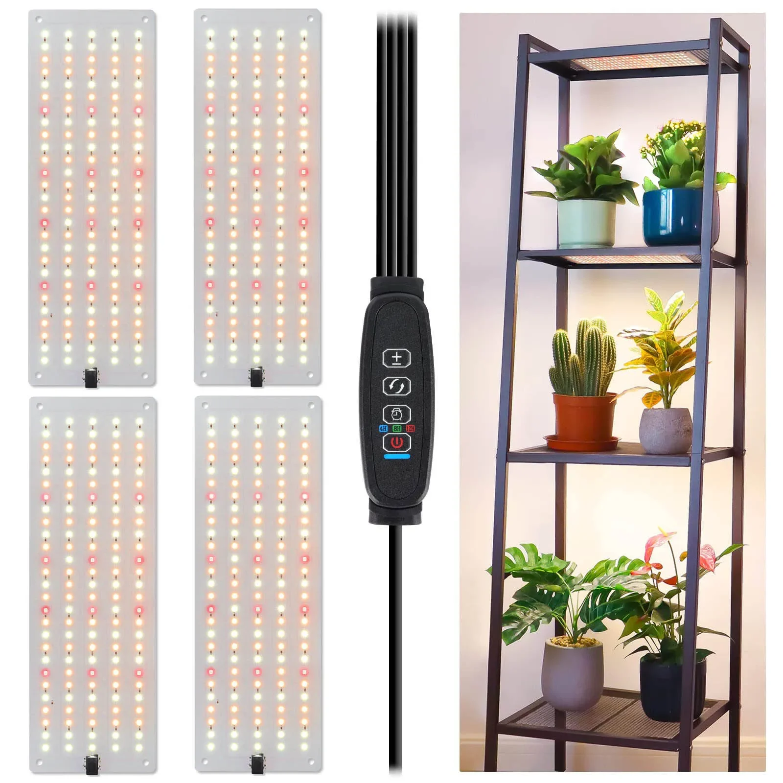 New LED Grow Panel Light Ultra-thin Full Spectrum Dimmable Timer Plant Lights Under Cabinet Growing Lamp for Indoor Plants Rack