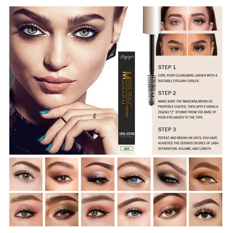 

Voluminous Mascara Waterproof Lash Lift Eyelash Mascara Long-Lasting Thick Non-cu rl Non-smudge Eye Makeup Supplies Accessories