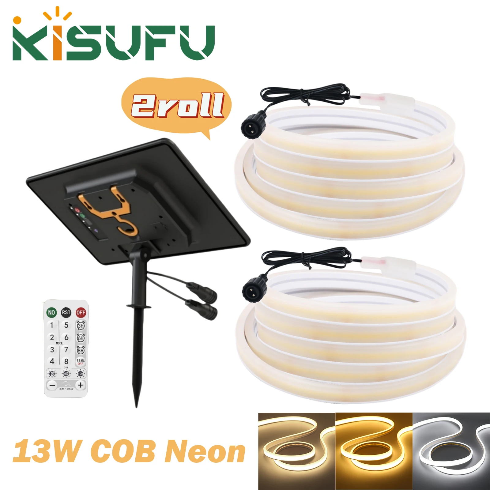 24V 태양광 LED 네온 라이트 스트립 방수 13W/6W/2.8W 태양광 패널 키..