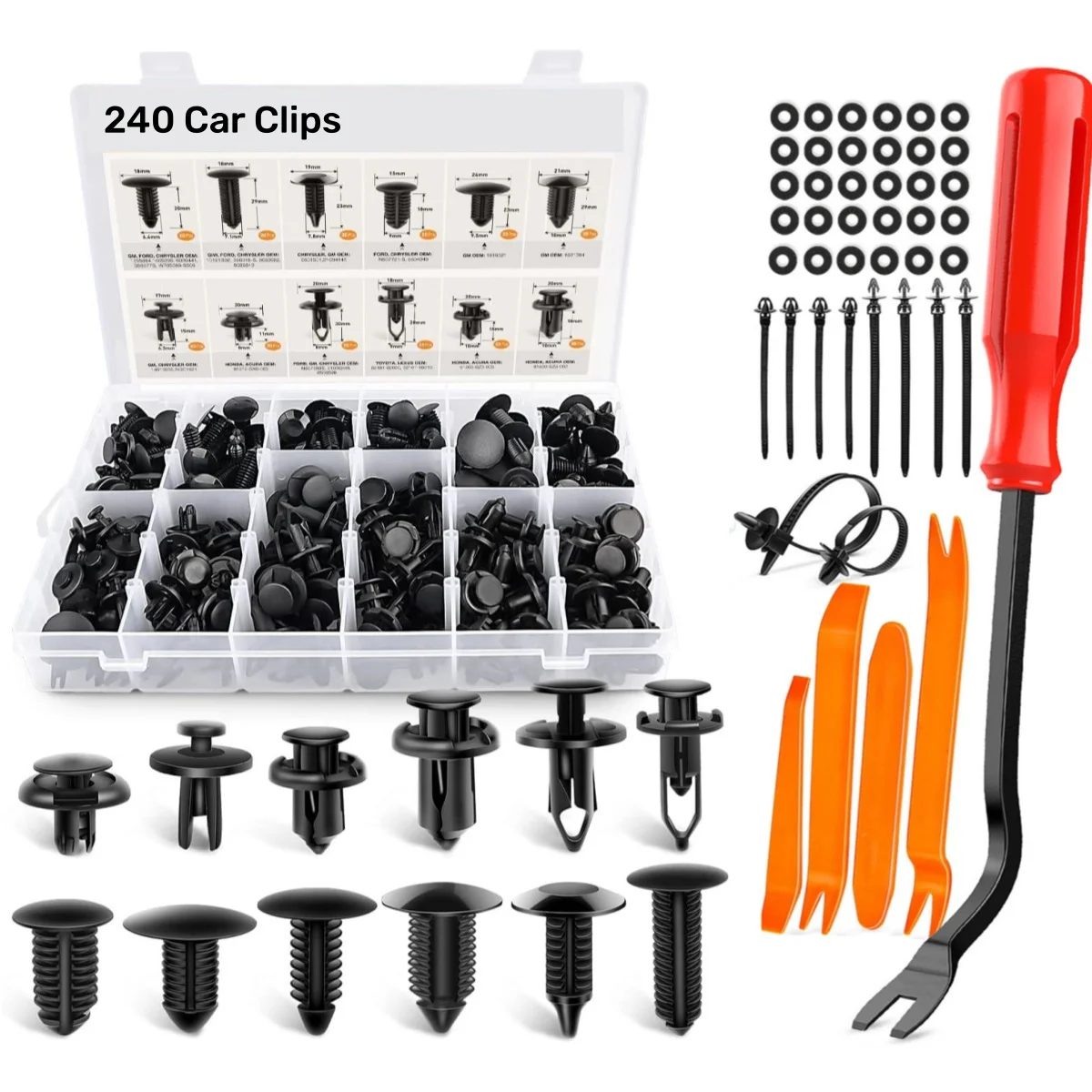 Car bumper clips 240 car bumper clips push pin retainer clip kit automotive body door trim panel clips nylon plastic rivet fender fasteners