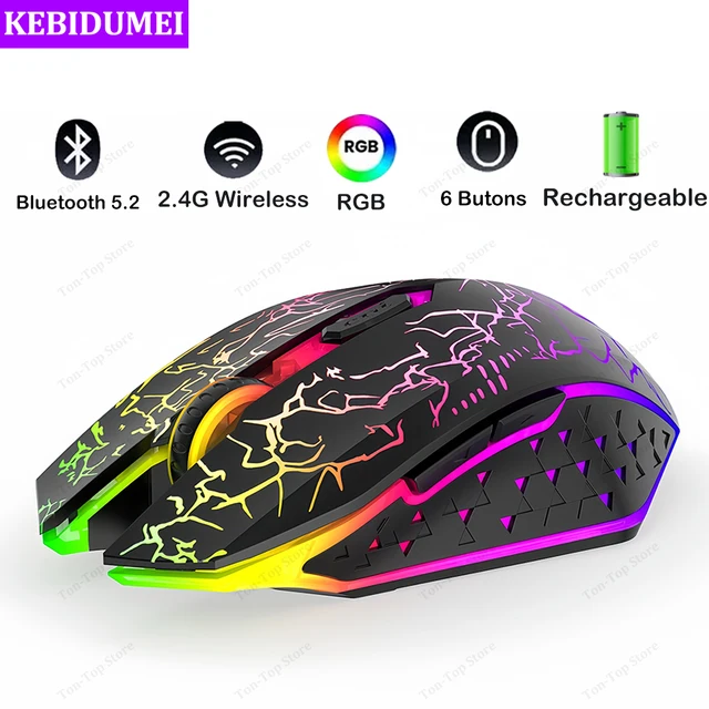 Bluetooth 5.2 Mouse RGB 2.4G Wireless Mouse Dual-Mode Gaming Mouse 6 Buttons Silent Mouse For MacBook Tablet Laptops Computer 1