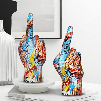 Graffiti doigt du milieu ornement Art et artisanat résine geste Statue anneau de bureau un salon décoration de la maison 1