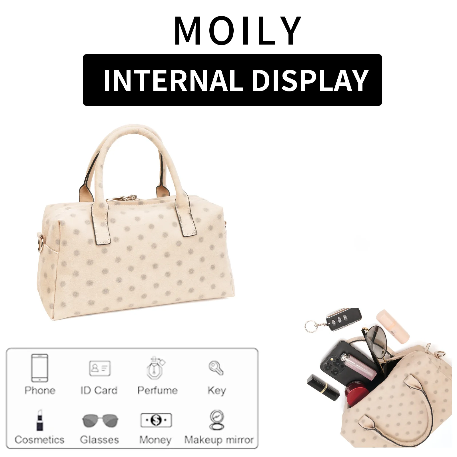 Polka Dot Pillow Bag Dachshund Underarm Shoulder Bag Causal Handheld Purse Polka Dot Crossbody  Purse for Work Travel