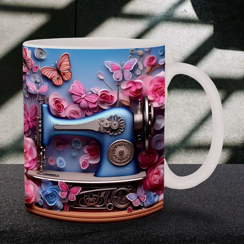 

3D Sewing Machine Painted Mug Coffee Mug Creative Tea Milk Mugs Water Cup Birthday Christmas Gifts For Sewing Lover