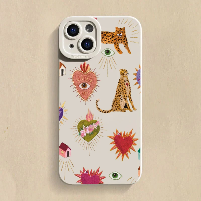 Luxury Floral Leopard Eyes Silicone Phone Case